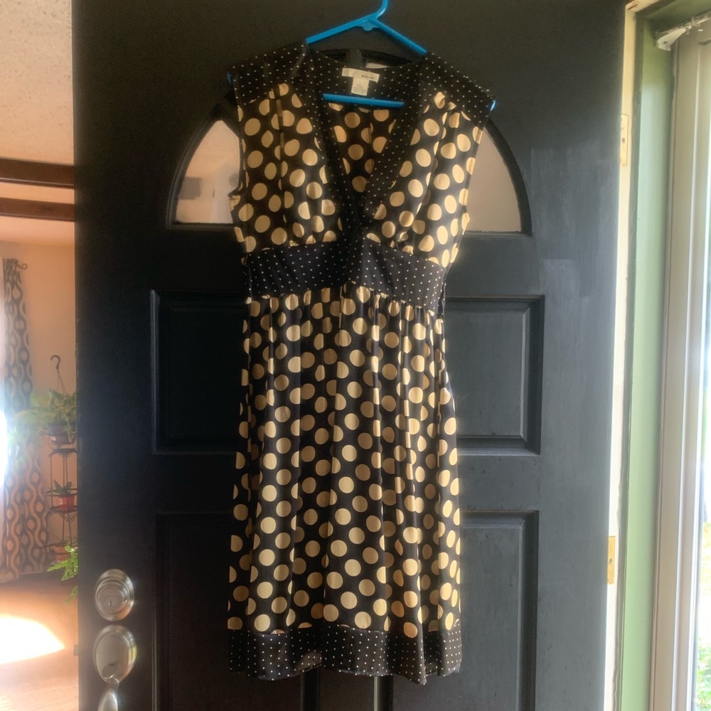 Silk black & champagne polka dot dress